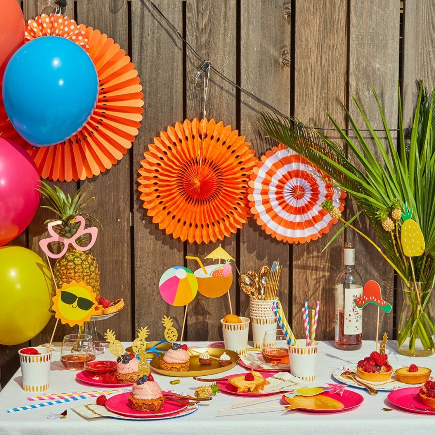 * Coterie Tropical Coral Party Fans Decorations