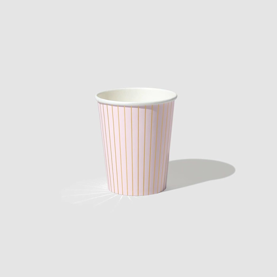 * Coterie Best Sellers Pale Pink Pinstripe Cups (10 Per Pack) Tabletop