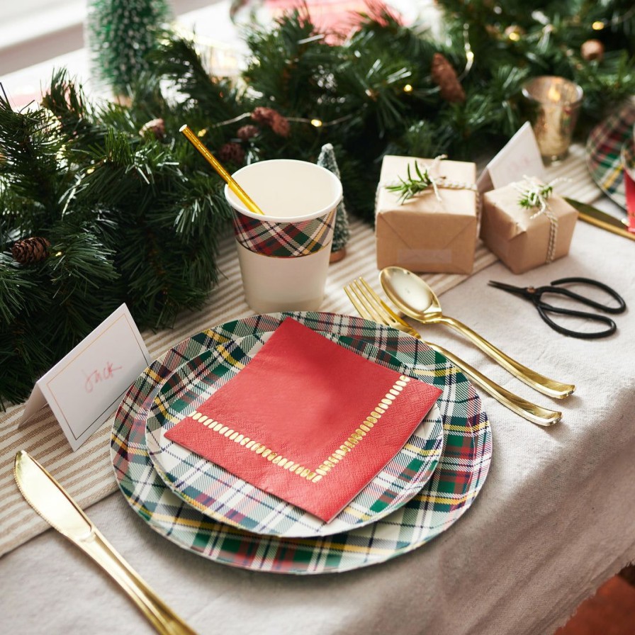 * Coterie Festive Plaid Large Plates (10 Per Pack) Tabletop