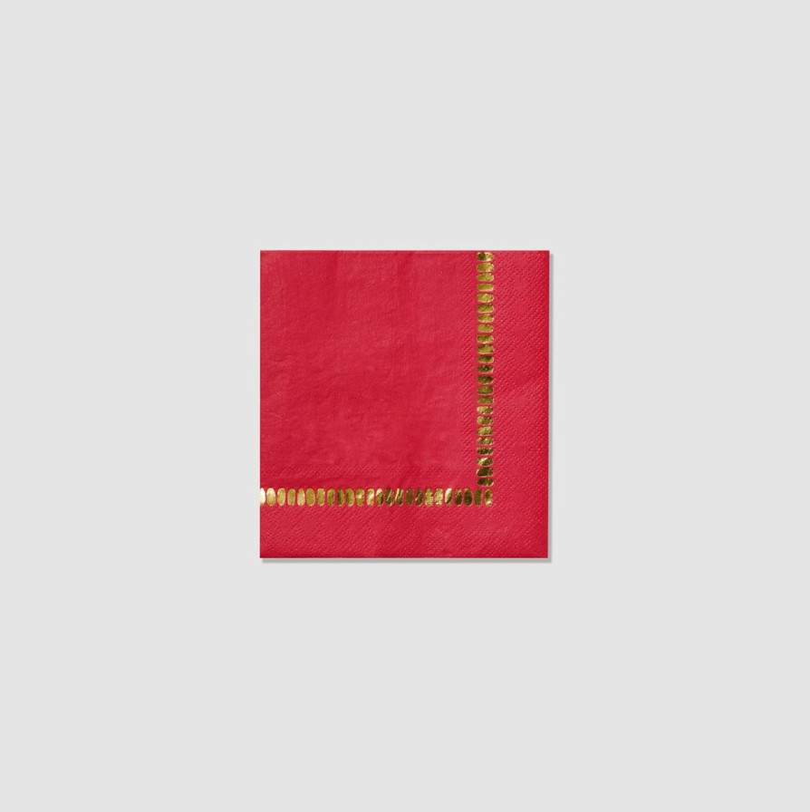 * Coterie Dark Red Brushstroke Napkins (25 Per Pack) Tabletop Tabletop