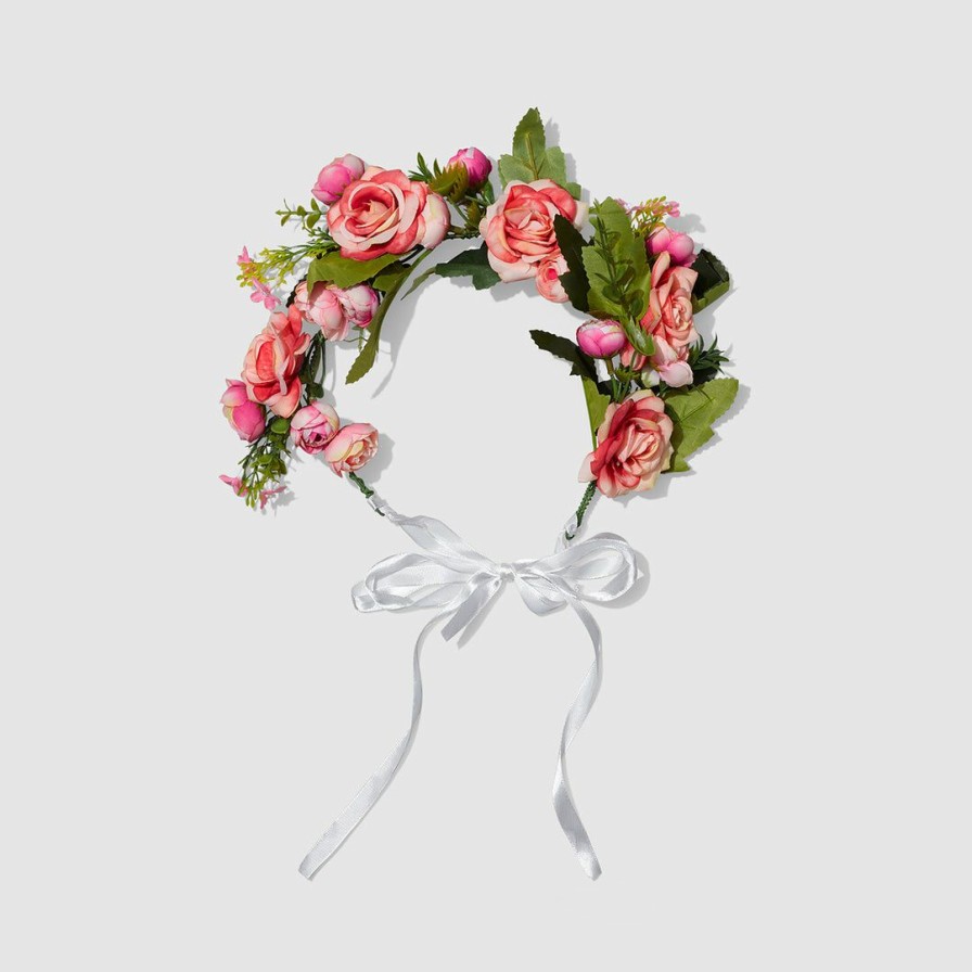 * Coterie Pink Rose Flower Crown (Adult Size) Decorations Decorations