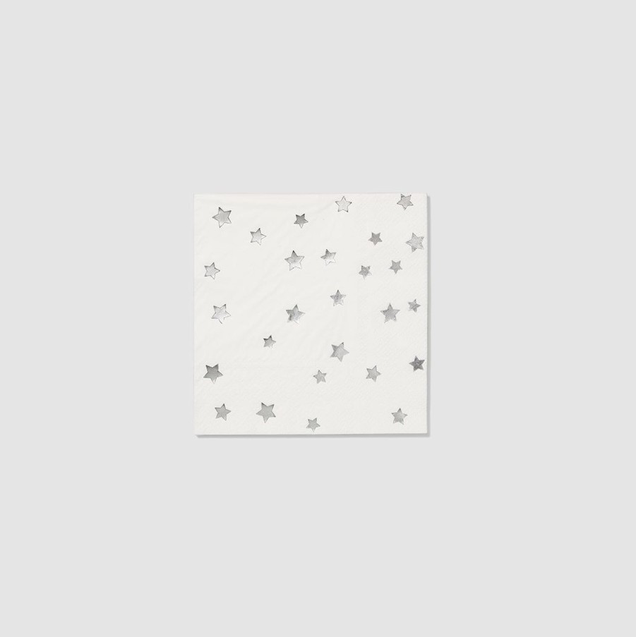 * Coterie Silver Stars Cocktail Napkins (25 Per Pack) Tabletop Tabletop