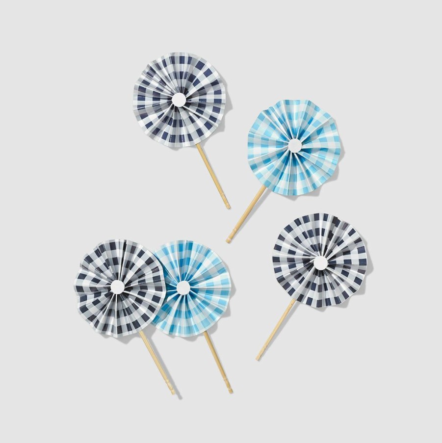 * Draper James X Coterie Gingham Pinwheel Fan Toppers (10 Per Pack) Decorations