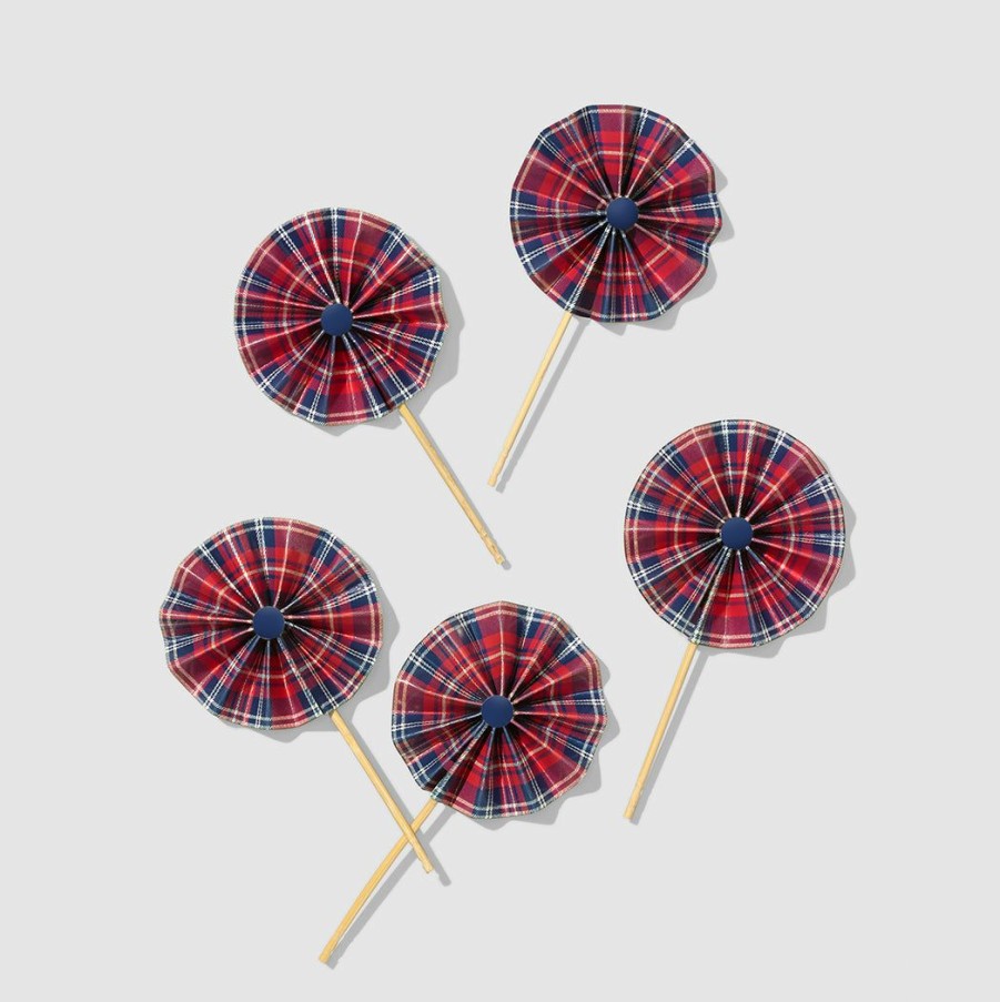 * Decorations Draper James X Coterie Plaid Pinwheel Fan Toppers (10 Per Pack) Decorations